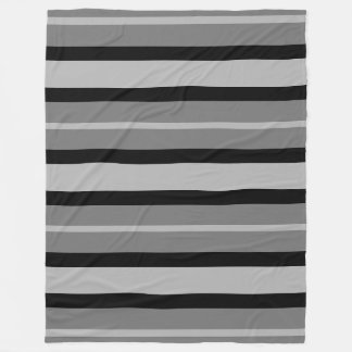 Modern Contemporary Greyscale Stripes Black Grey Fleece Blanket