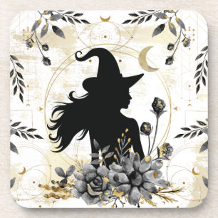 Modern contemporary Halloween witch 3 Coaster
