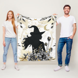 Modern contemporary Halloween witch 3 Fleece Blanket