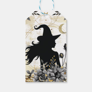 Modern contemporary Halloween witch 3 Gift Tags