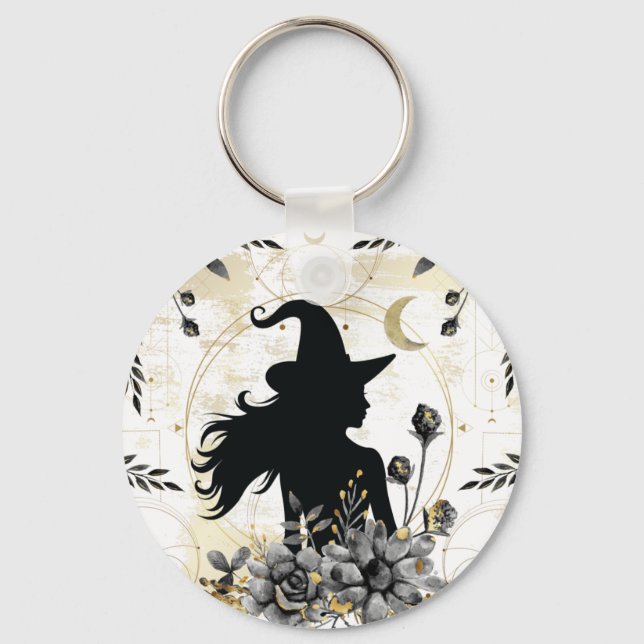 Modern contemporary Halloween witch 3 Key Ring (Front)