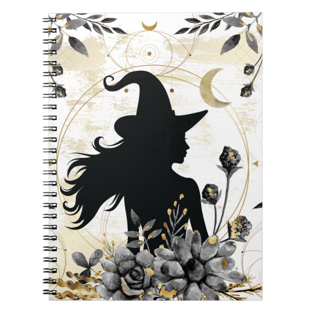 Modern contemporary Halloween witch 3 Notebook (Front)