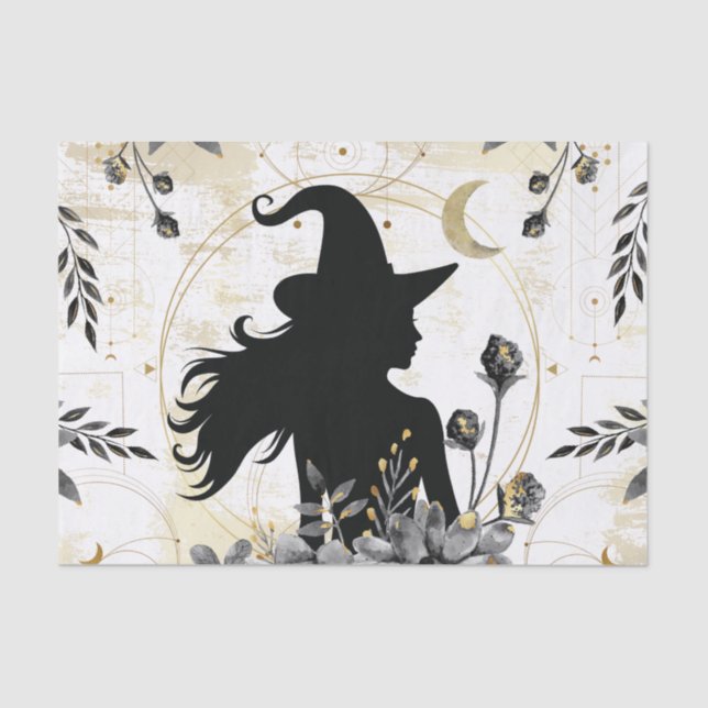 Modern contemporary Halloween witch 3 Tissue Paper (Front)