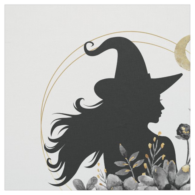 Modern contemporary Halloween witch Fabric (Swatch)