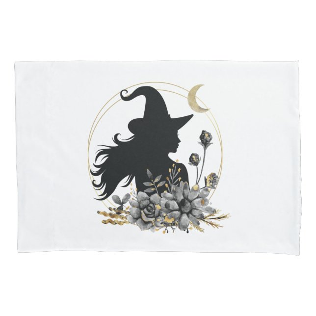 Modern contemporary Halloween witch Pillowcase (Front)