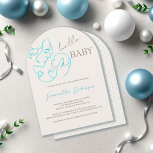 Modern Contemporary Hello Baby Boy Baby Shower Invitation