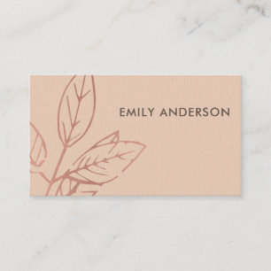 MODERN CONTEMPORARY KRAFT BLUSH PINK RUST LEAVES BUSINESS CARD