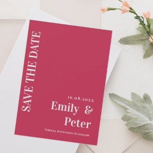 Modern Contemporary Magenta Minimalist Wedding Save The Date