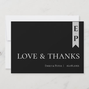 Modern Contemporary Minimalist Black Love & Thanks Thank You Card