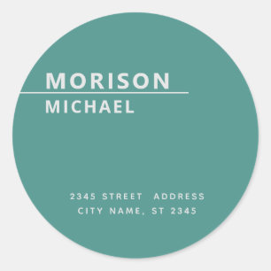 Modern contemporary minimalist return address  cla classic round sticker