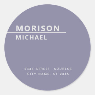 Modern contemporary minimalist return address  classic round sticker