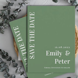 Modern Contemporary Sage Green Minimalist Wedding Save The Date