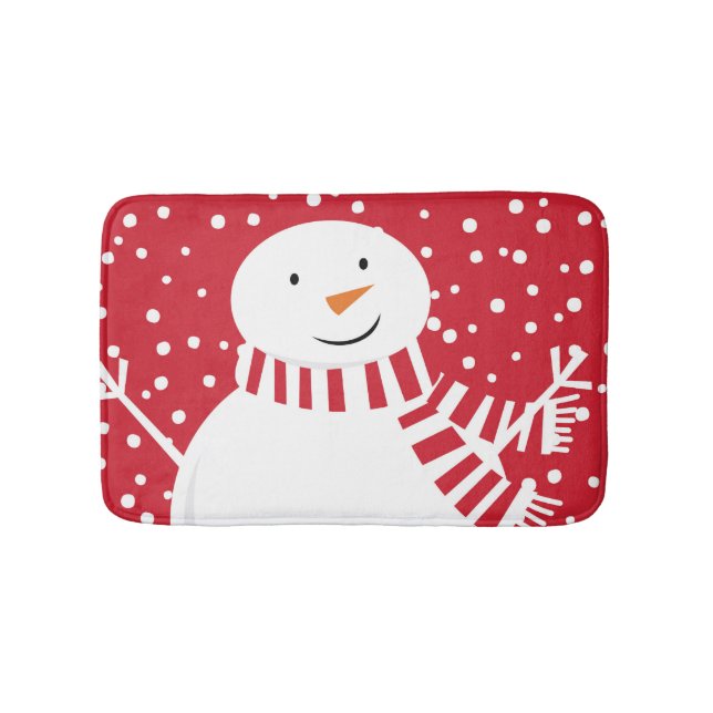 modern contemporary winter snowman bath mat (Front)