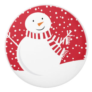 modern contemporary winter snowman ceramic knob