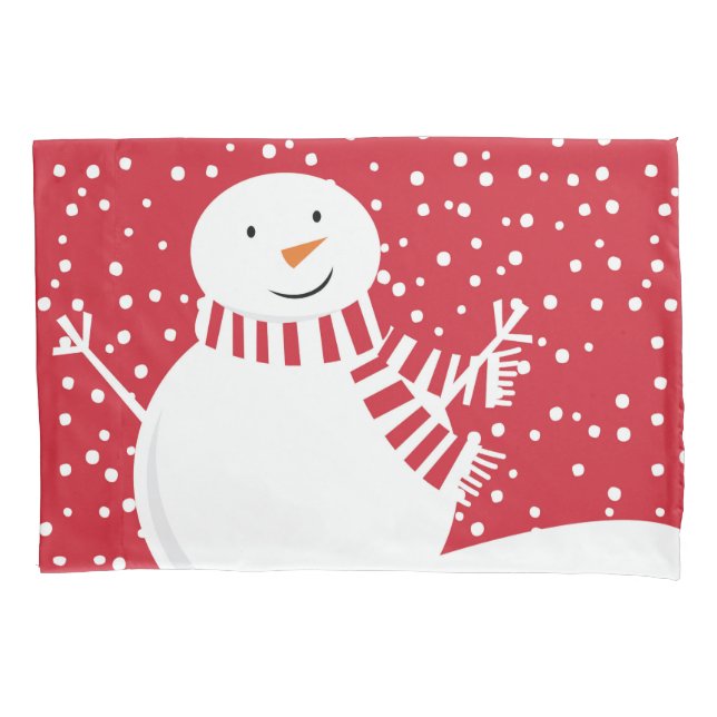 modern contemporary winter snowman pillowcase (Front)