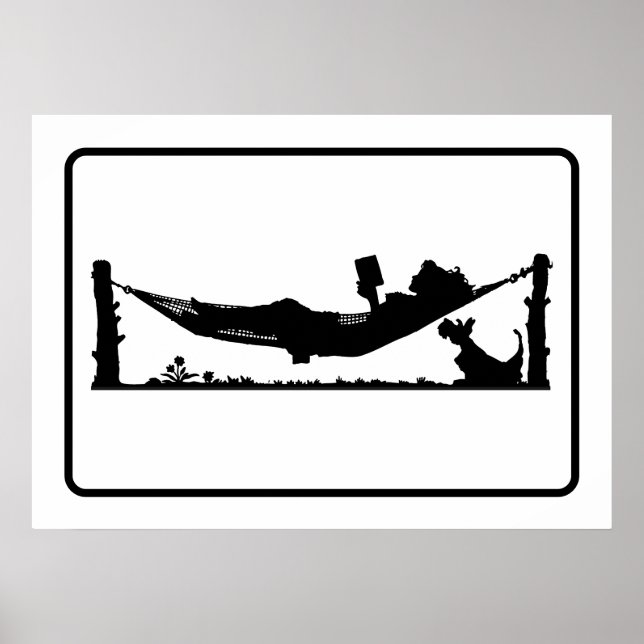 Modern ContemporaryWoman on Hammock Reading Poster (Front)