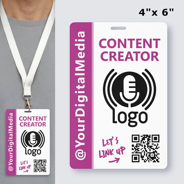 Modern Content Creator Networking ID Pink Pass Badge (Creator Uploaded)