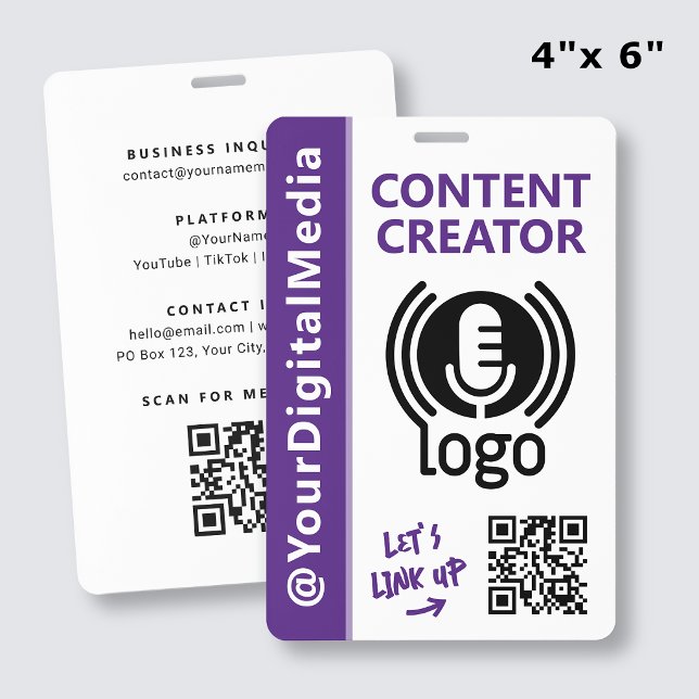 Modern Content Creator Networking ID Purple Pass Badge (Creator Uploaded)