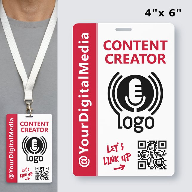 Modern Content Creator Networking ID Red Pass Badge (Creator Uploaded)