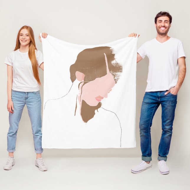 Modern Contour Portrait Fleece Blanket (In Situ)