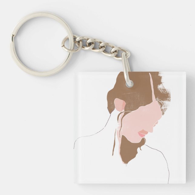 Modern Contour Portrait Key Ring (Front)