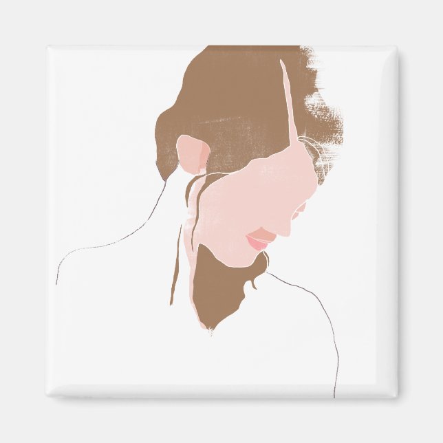 Modern Contour Portrait Magnet (Front)