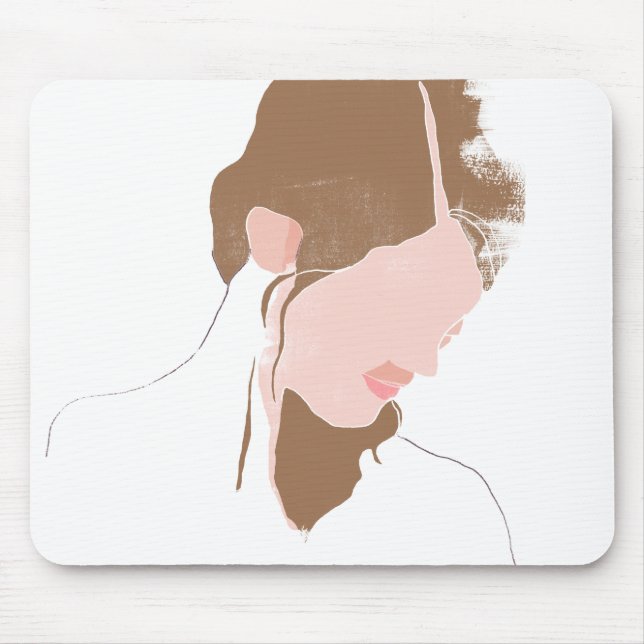 Modern Contour Portrait Mouse Pad (Front)