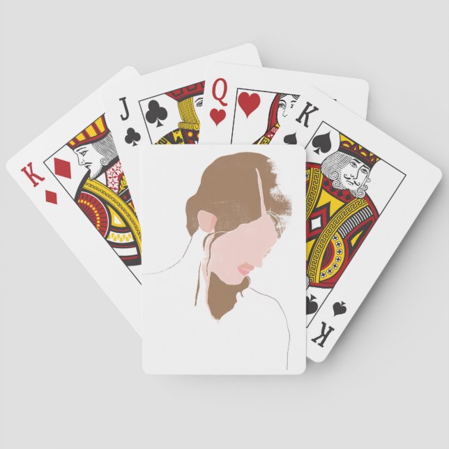 Modern Contour Portrait Playing Cards (Back)