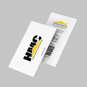 Modern Contractor Construction Builder Carpenter  Business Card
