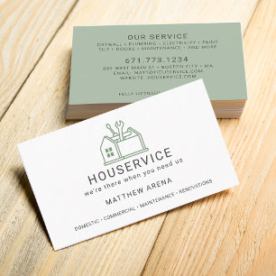 Modern Contractor Maintenance Service Business Card