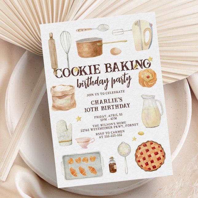 Modern Cookie Baking Birthday Party Invitation (Creator Uploaded)
