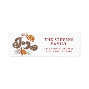 Modern cookie script joy cinnamon orange return address label