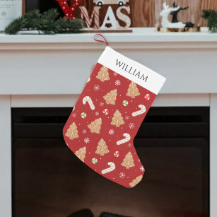 Modern cookies and candy patterned  small christmas stocking