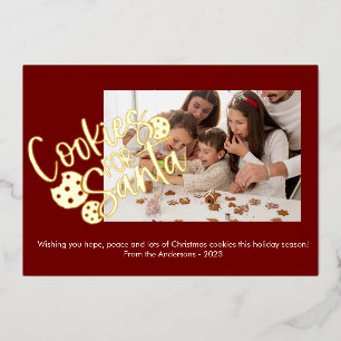 Modern Cookies For Santa Photo Foil Holiday Card