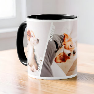 Modern Cool 3 Photo Names Collage Multi Pet Owner Mug