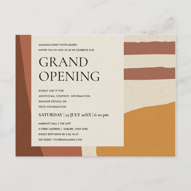 MODERN COOL ABSTRACT ART AQUA BLUE GRAND OPENING ANNOUNCEMENT POSTCARD (Front)