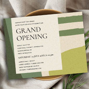 MODERN COOL ABSTRACT ART LIME GREEN GRAND OPENING ANNOUNCEMENT POSTCARD