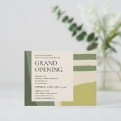 MODERN COOL ABSTRACT ART LIME GREEN GRAND OPENING ANNOUNCEMENT POSTCARD (Standing Front)