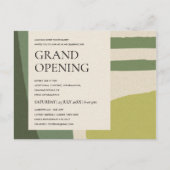 MODERN COOL ABSTRACT ART LIME GREEN GRAND OPENING ANNOUNCEMENT POSTCARD (Front)