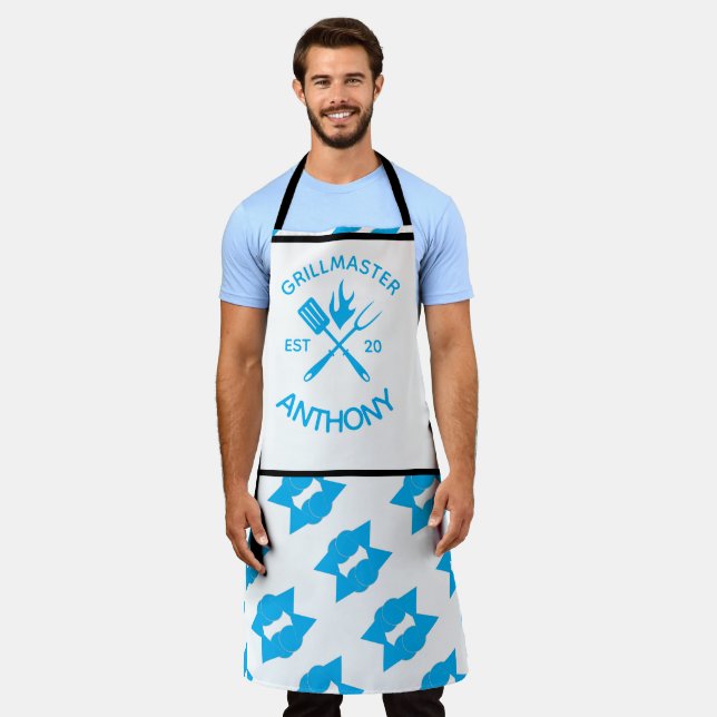 Modern Cool Adult Rustic GRILLMASTER Custom  Apron (Worn)
