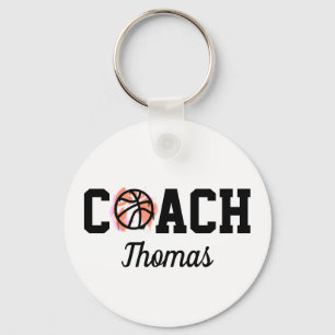 Modern Cool Basketball Coach Ball Graffiti & Name  Key Ring