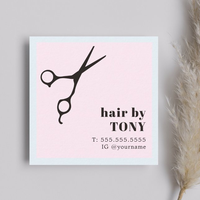 Modern Cool Black Rose Blue Hair Stylist Square Business Card (Creator Uploaded)