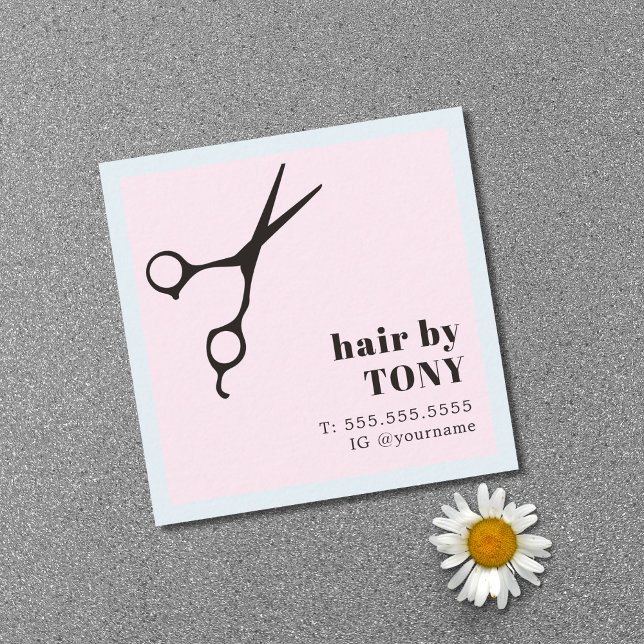 Modern Cool Black Rose Blue Hair Stylist Square Business Card (Creator Uploaded)