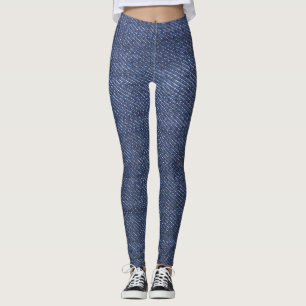 Modern cool blue denim jeans patterned leggings