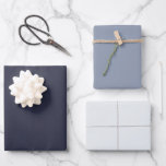 Modern Cool Blue Grey Solid Shades Simple Minimal Wrapping Paper Sheet<br><div class="desc">Simple 3-set wrapping paper sheets in modern solid shades of navy blue,  white and cool grey.</div>