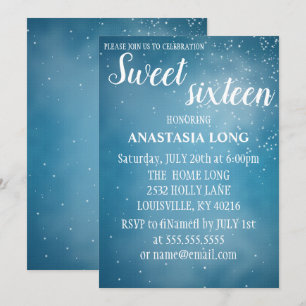 Modern, Cool Blue Sparkly Save The Date
