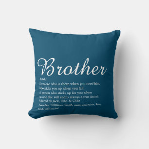 Modern Cool Blue World's Best Brother Definition Cushion