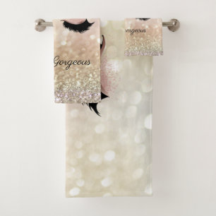 Modern Cool Bokeh,Faux Lashes Bath Towel Set