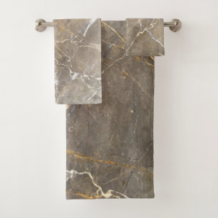 Modern  Cool Brown Marble Stone  Pattern Bath Towel Set