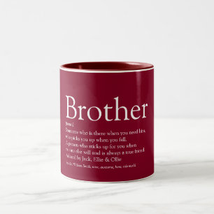 Modern Cool Burgundy Fun Best Brother Definition Two-Tone Coffee Mug
